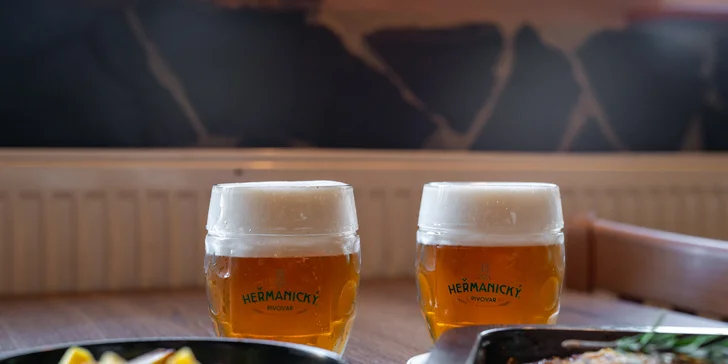 Pivní menu pro 2 nebo 4 chlapy: pivo z Heřmanického pivovaru a pivní sekaná