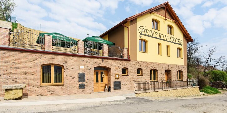 Útulný penzion se snídaní i konzumací vína ve sklepní restauraci na jižní Moravě