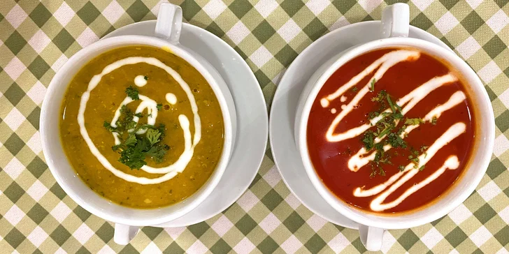 4chodové indické menu pro 2 osoby: polévka, kuřecí či vege hlavní chod i dezert