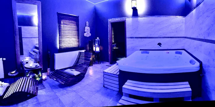 2 hodiny privátního wellness se saunou a vířivkou i občerstvení pro 2 osoby