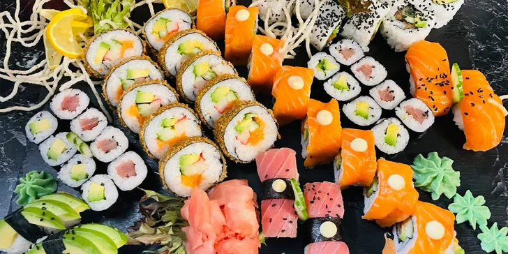Nabité sushi sety o 38 či 48 ks v Táboře: tuňák i losos či avokádo