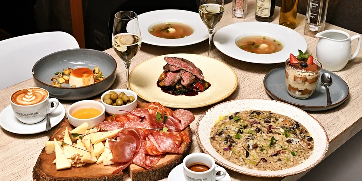 Čtyřchodové italské menu u Žižkovské věže i s proseccem pro 2 osoby