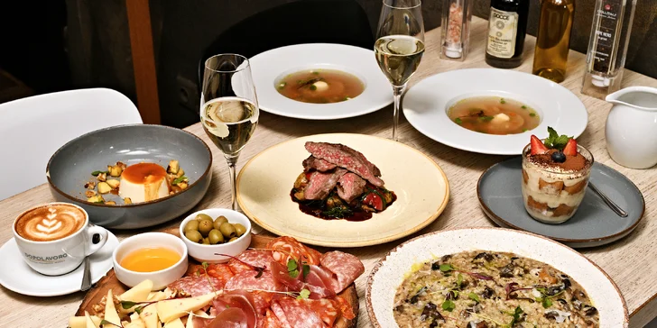 Čtyřchodové italské menu u Žižkovské věže i s proseccem pro 2 osoby