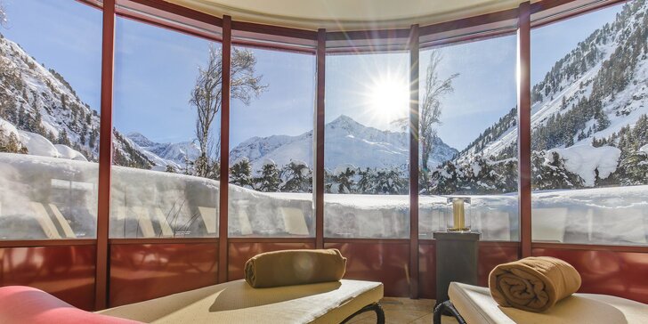 Pitztalský ledovec: hotel v 1700 m n. m. s panoramatickým wellness, polopenze s obědem