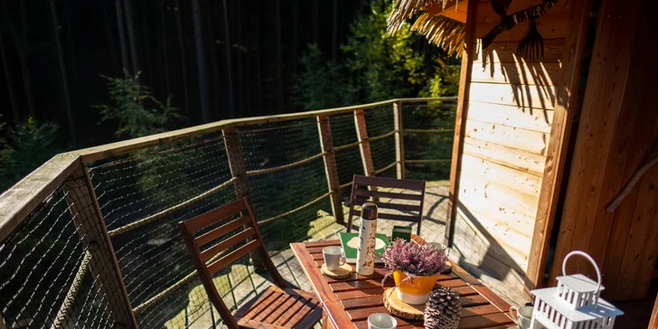 Tree house v lesích u Brna: domek postavený na modřínu až pro 4 osoby