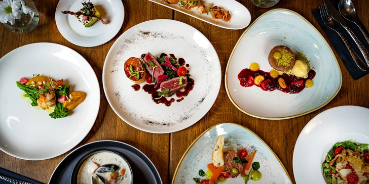 7chodové degustační menu v krásné restauraci pro 2 osoby: humr, steak i čokoládový fondant
