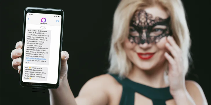 Romantická partnerská, vzdálená nebo žhavá erotická SMS výzva pro pár na 21 dní