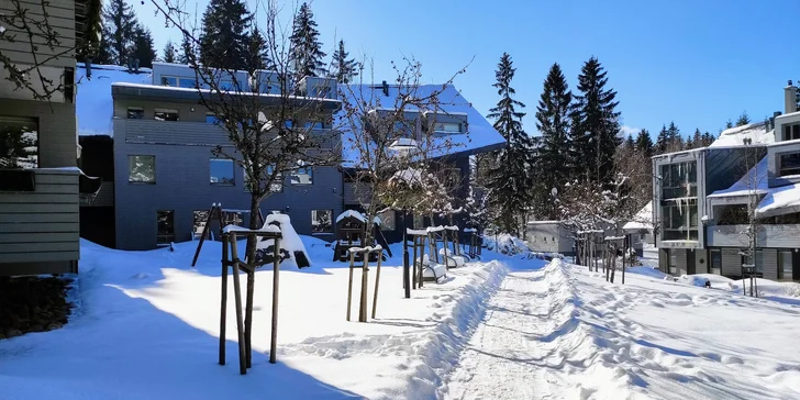 Krásné apartmány RELAX Harrachov bez stravy, se snídaní i vstupem do saunového světa Grotta Spa
