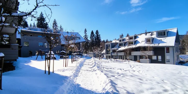 Krásné apartmány RELAX Harrachov bez stravy, se snídaní i vstupem do saunového světa Grotta Spa