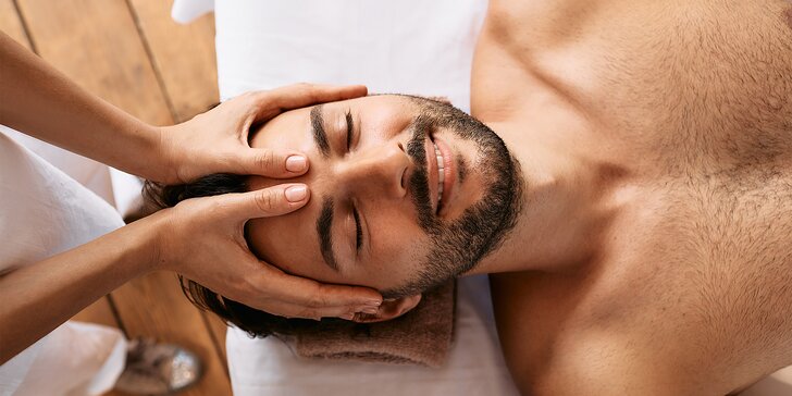 Liftingová masáž obličeje a hlavy pro muže: čištění pleti, peeling, buněčný stimulátor