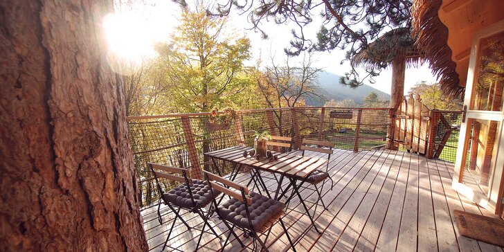 Romantika v domku na stromě: nádherné výhledy a borový les u Trenčianských Teplic