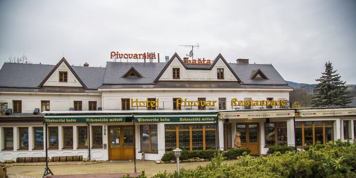Hotel s pivovarem v Krkonoších: snídaně či polopenze, možnost exkurze i romantické večeře