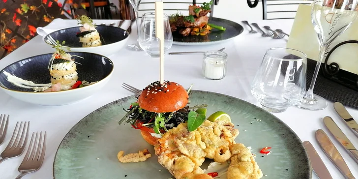 Jihoamerické degustační menu s krabem i hovězím steakem v restauraci u Kunětické hory