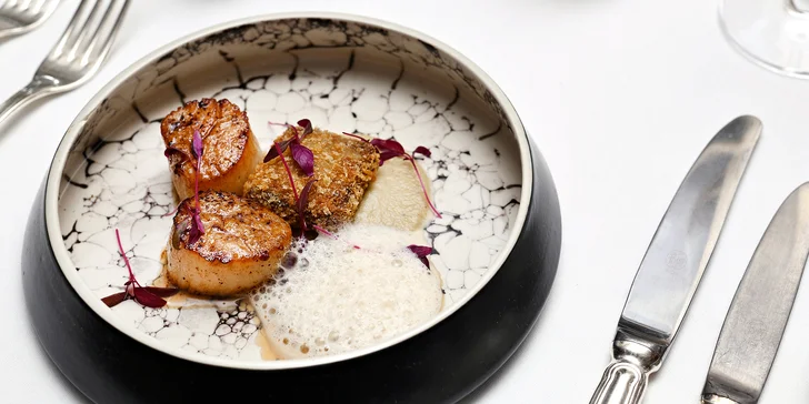Degustační menu pro dva v Aquarius restaurantu na Malé Straně: 3–5 chodů i s vinným párováním