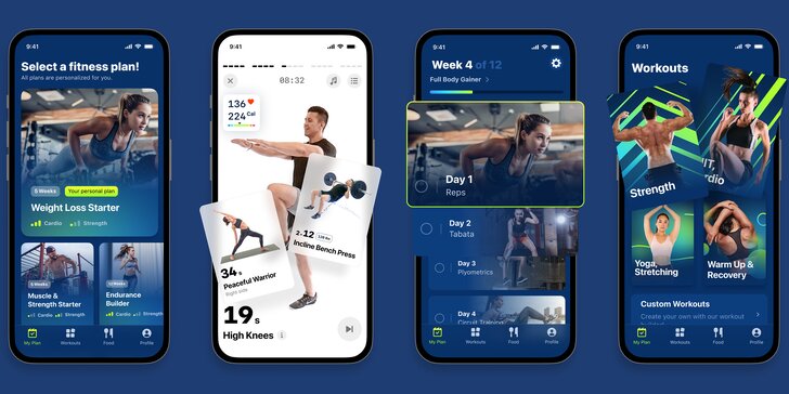 Moderní fitness aplikace Fitify Pro: roční nebo celoživotní členství