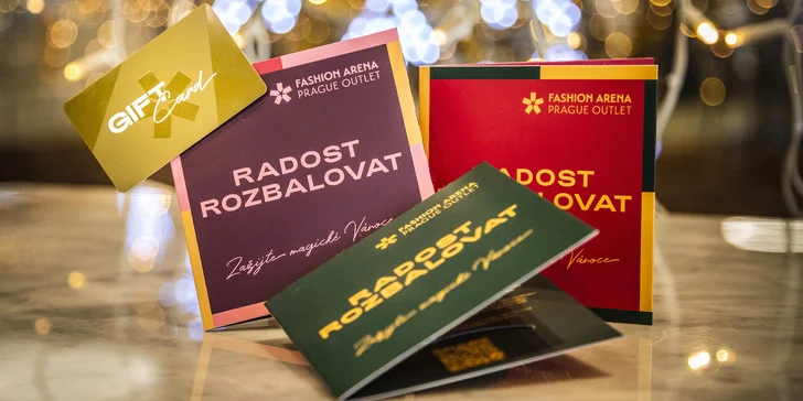 Dárková karta do Fashion Arény v hodnotě 1000 Kč: značková móda za outletové ceny a káva zdarma