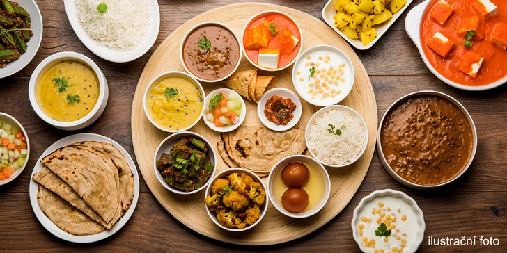 Vegetariánské all you can eat v indickém stylu: na výběr ze 4 různých chodů