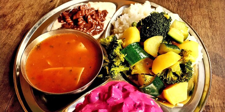 Vegetariánské all you can eat v indickém stylu: na výběr ze 4 různých chodů