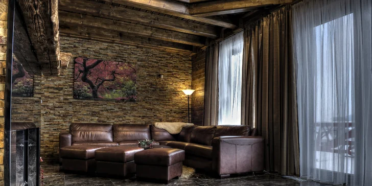 Pobyt s noblesou: luxusní chaty s výhledem na Belianské Tatry, vlastní sauna a jacuzzi na terase