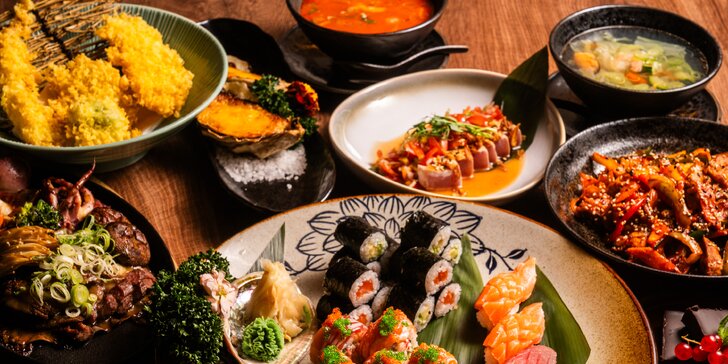 5chodové menu i sushi ve vyhlášené japonsko-korejské restauraci pro 2 osoby