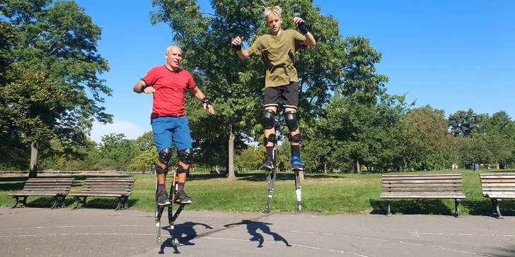 60min. lekce na skákacích botách včetně ukázky triků pro 1 i 2 osoby
