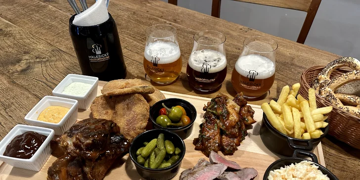 Masové prkno a pivní degustace v Malešickém mikropivovaru pro 2 osoby