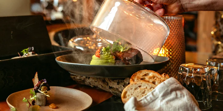 Degustační smoukované menu o 5 chodech i s proseccem a shotem pro dva