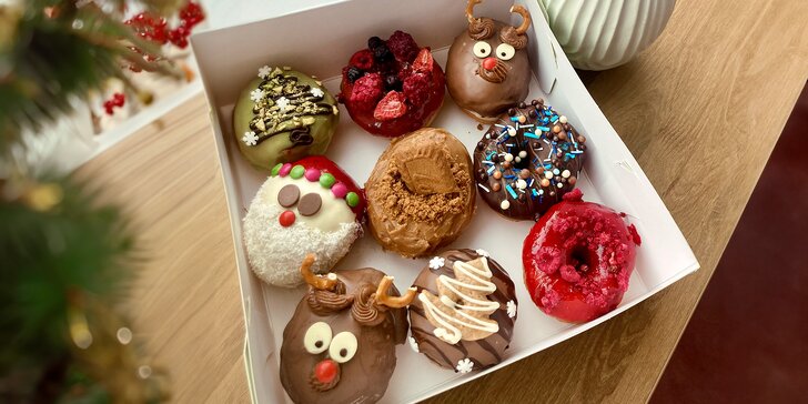 Zimní edice minidonutů: dárkový box s 9 kusy k nakousnutí
