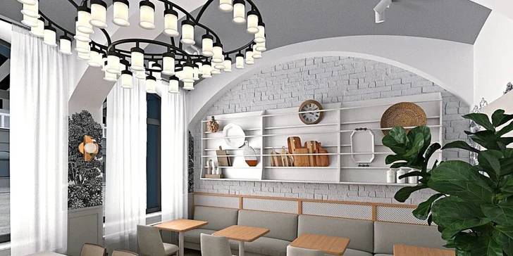 Tříchodové degustační obědové menu v Karlíně pro 2 osoby: kulajda, flank steak, burger i dezert s kávou a víno