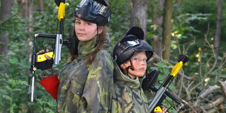 Paintballová přestřelka na lesním hřišti u Tábora: Junior verze až pro 8 hráčů, 2–⁠⁠⁠⁠⁠⁠4 hodiny