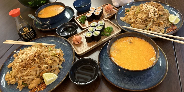 Chuť exotiky: Pad Thai nebo sushi menu pro jednoho i pro dva