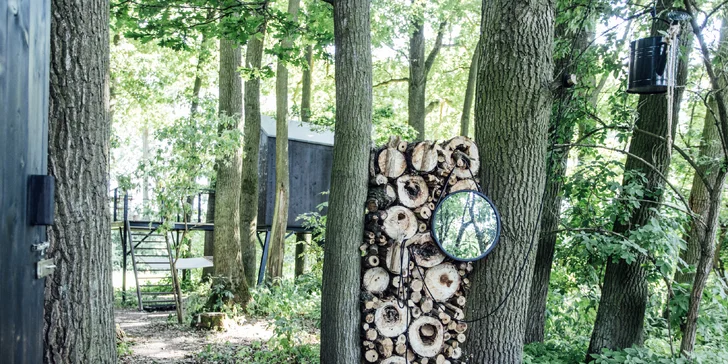 Kouzelný pobyt v treehouse až pro 4 osoby i venkovní sudová sauna