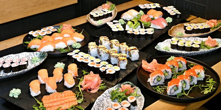 Sushi v novém podniku u metra Křižíkova: maki, nigiri, california i losos, sety s 8 až 40 ks