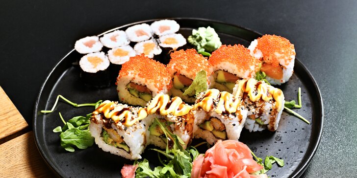 Sushi v novém podniku u metra Křižíkova: maki, nigiri, california i losos, sety s 8 až 40 ks