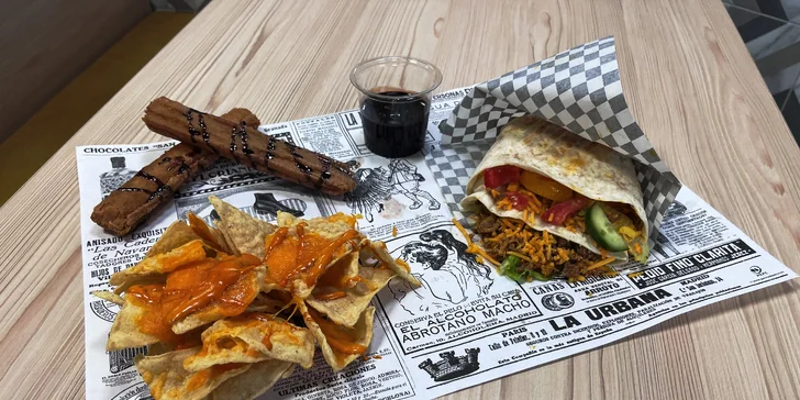 Tortila menu dle výběru, hovězí burger a příloha či mega taška s bagetami i toastem