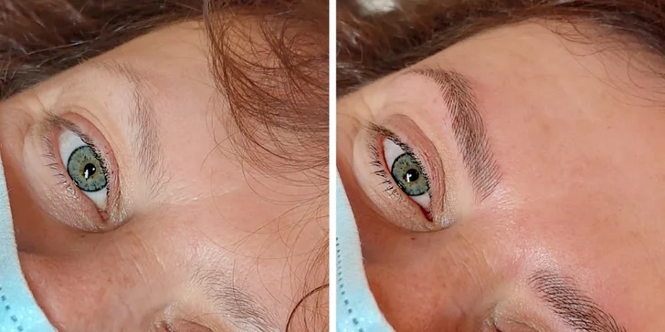 Microblading obočí: přirozený permanentní make-up metodou vláskování a oční linky se stínem