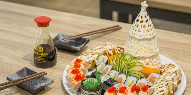 Pestré sushi sety v centru Brna: 34 a 46 kousků nebo 28 ks a teplé jídlo