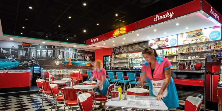 500-1 500 Kč na cokoliv v americkém dineru EB: burgery, sendviče, steaky