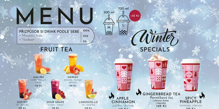 Bubble tea podle výběru i toppingy navíc pro 1 nebo 2 osoby