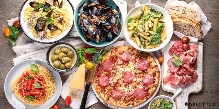 Festival italských chutí: každý měsíc jiné menu pro dva, hovězí maso i ryby či krevety nebo pizza
