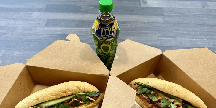 Bánh Mì bagety pro 1 nebo 2 osoby: na výběr s kuřecím nebo vepřovým masem či vegetariánské