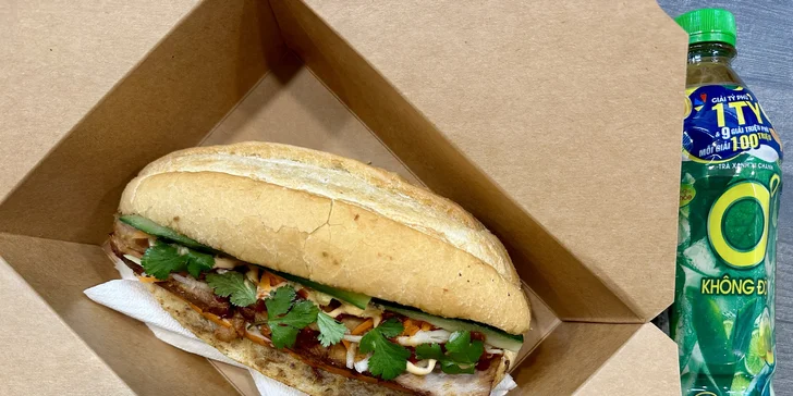 Bánh Mì bagety pro 1 nebo 2 osoby: na výběr s kuřecím nebo vepřovým masem či vegetariánské
