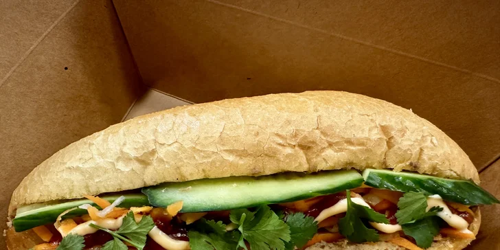 Bánh Mì bagety pro 1 nebo 2 osoby: na výběr s kuřecím nebo vepřovým masem či vegetariánské