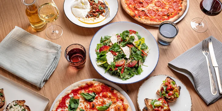 Italské degustační menu o 3 chodech včetně láhve vína pro 2 osoby