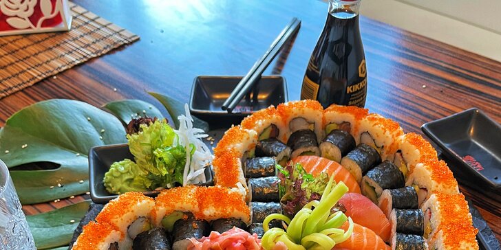 Sushi sety s 36 nebo 58 kousky: maki, nigiri a další rolky s rybami i zeleninou