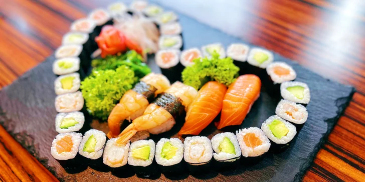 Sushi sety s 36 nebo 58 kousky: maki, nigiri a další rolky s rybami i zeleninou