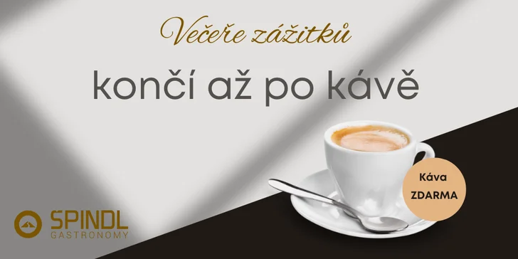 5chodové menu v horské restauraci s výhledem na noční Špindl a jízda lanovkou tam i zpět