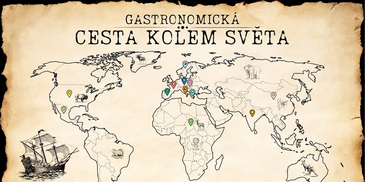 Vouchery na gastronomickou cestu kolem světa v hodnotě 500 až 2000 Kč