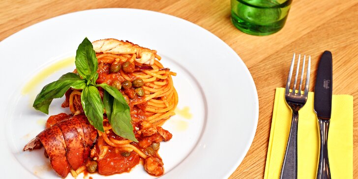 Italské menu s focacciou, salátem, špagetami s humrem a proseccem pro 2 osoby