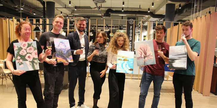 Art-degustace pro 1 či 2 osoby: zážitkový večer s malováním a ochutnávkou 6 vzorků vín